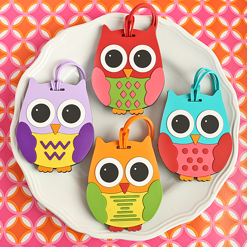 Owl Design Luggage Tags: Four Assorted colors