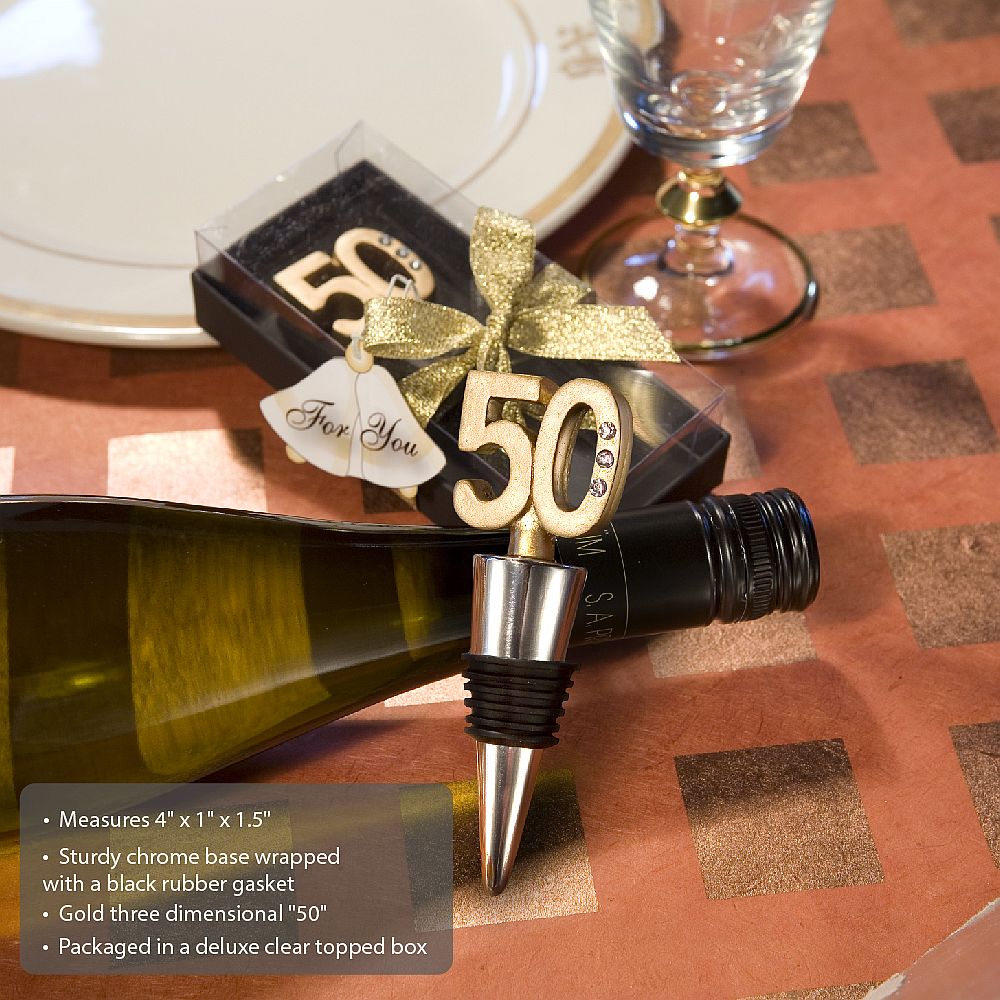 50Th Anniversary Wine Bottle Stopper Favors - Image 2