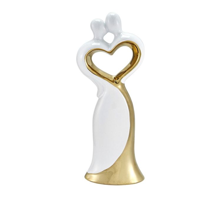 Bride and Groom Cake Topper Gold and White