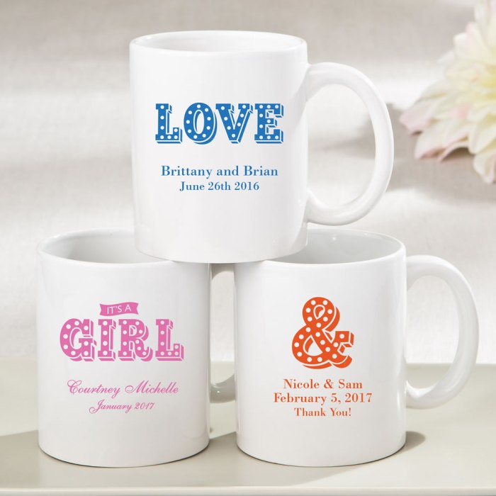 Personalized White Ceramic coffee mug - marquee design