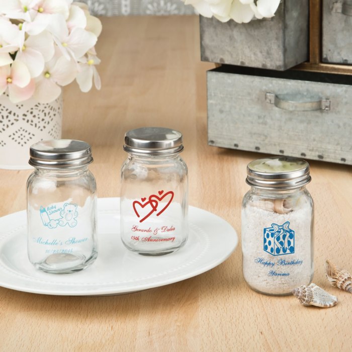 Silk screened Personalized 3.5 oz. glass mason jar