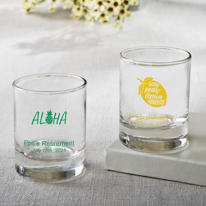 Personalized Shot glass or votive  - tropical design