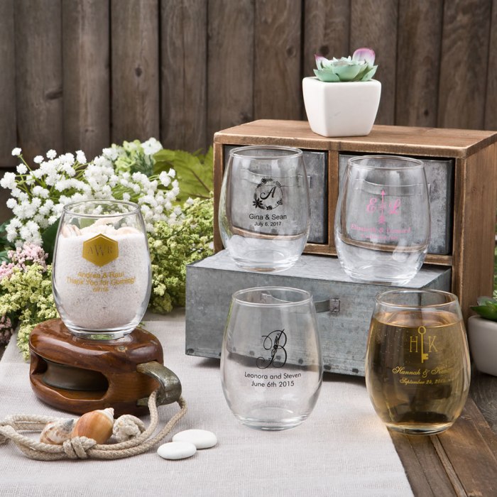 9oz Stemless wine glasses from Fashioncraft&reg;'s Silkscreened Monogram Collection
