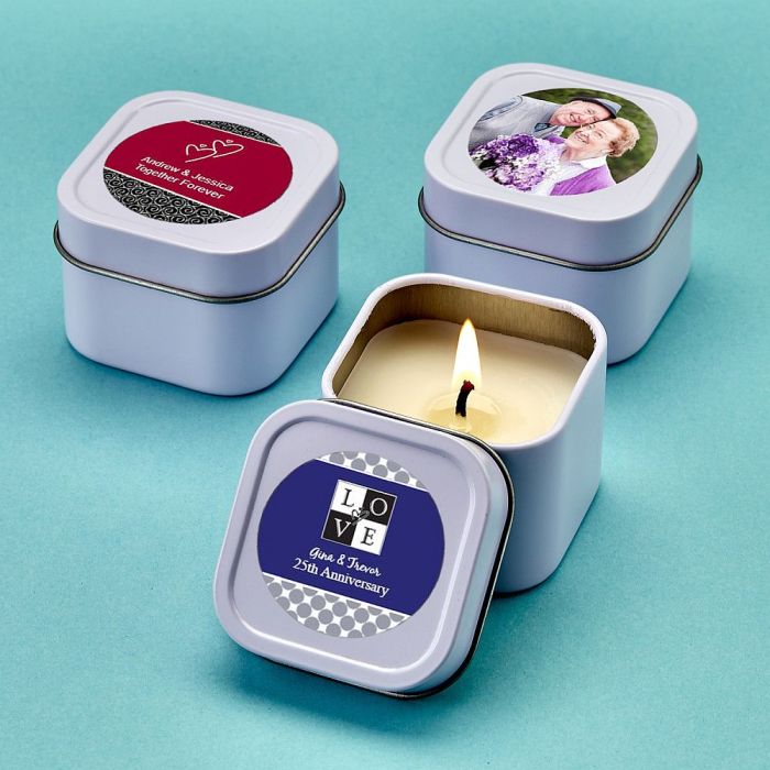 Personalized Expressions White travel Candle Tin