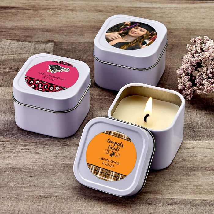 Personalized Expressions White scented travel Candle Tin