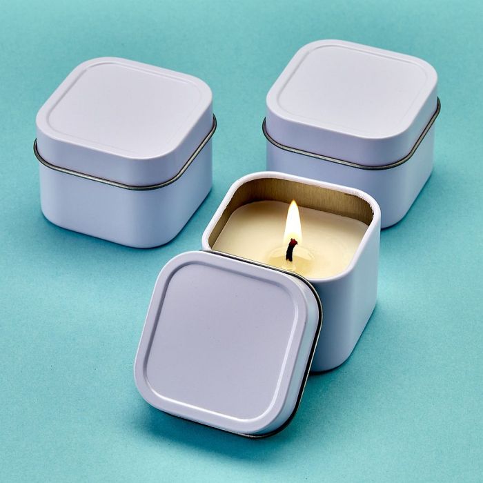White travel Candle Tin