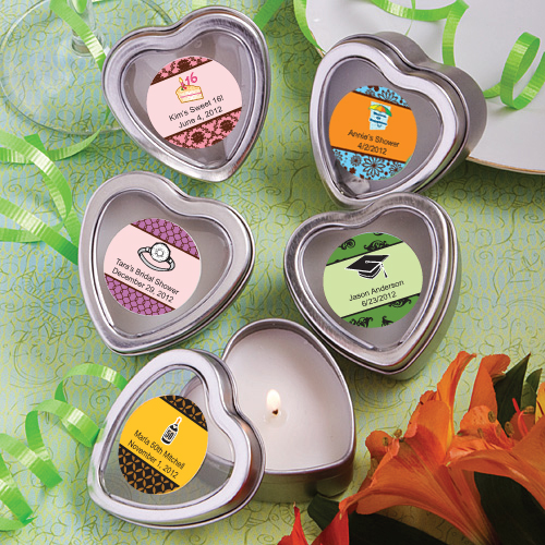 <em>Personalized Expressions Collection</em> Scented Heart Shaped Travel Candles