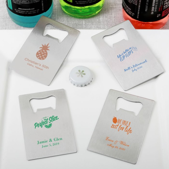 Personalized Tropical themed  Credit Card stainless steel bottle opener