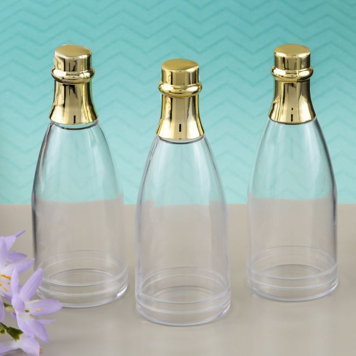 Perfectly Plain Collection champagne bottle acrylic container with gold foil top