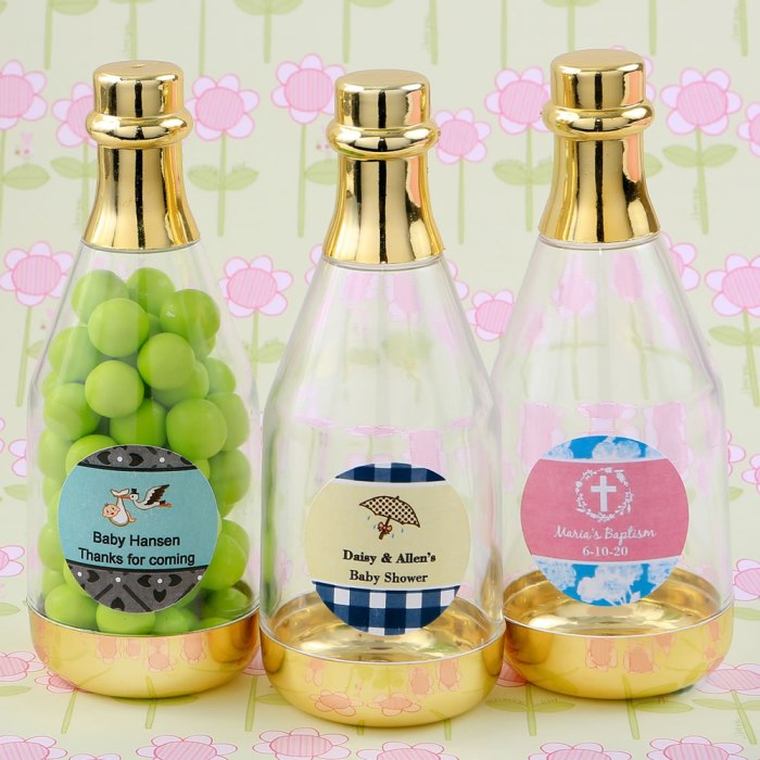 Personalized expressions gold accented clear champagne bottle container