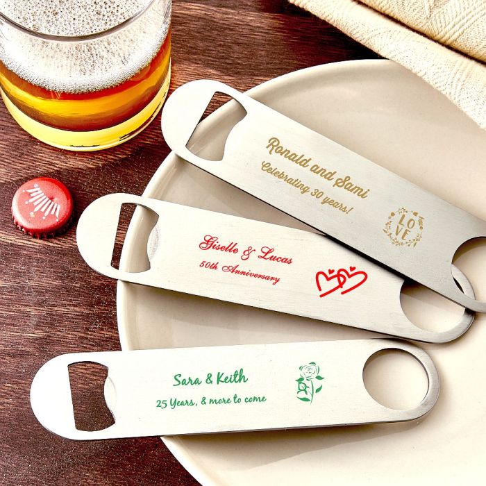 Design your own collection screen printed 7 inch  stainless steel bartenders bottle opener