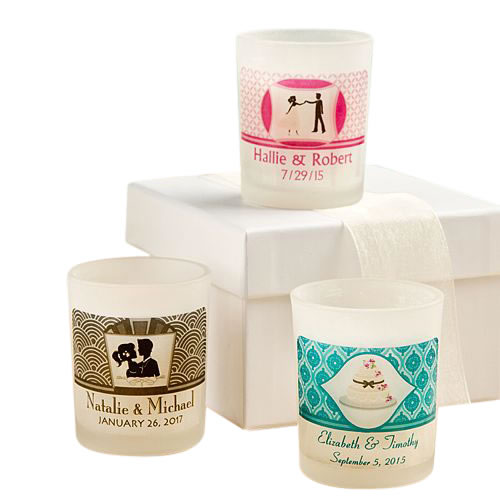 <em>Clearly Custom</em> Frosted Glass Candle Holder With Wax - Image 2