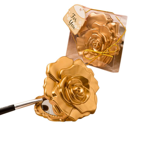 Ornate matte gold rose design compact mirror from fashioncraft. - Image 6