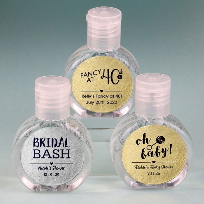 Personalized metallics hand sanitizer favor 62% alcohol , 60 ml size