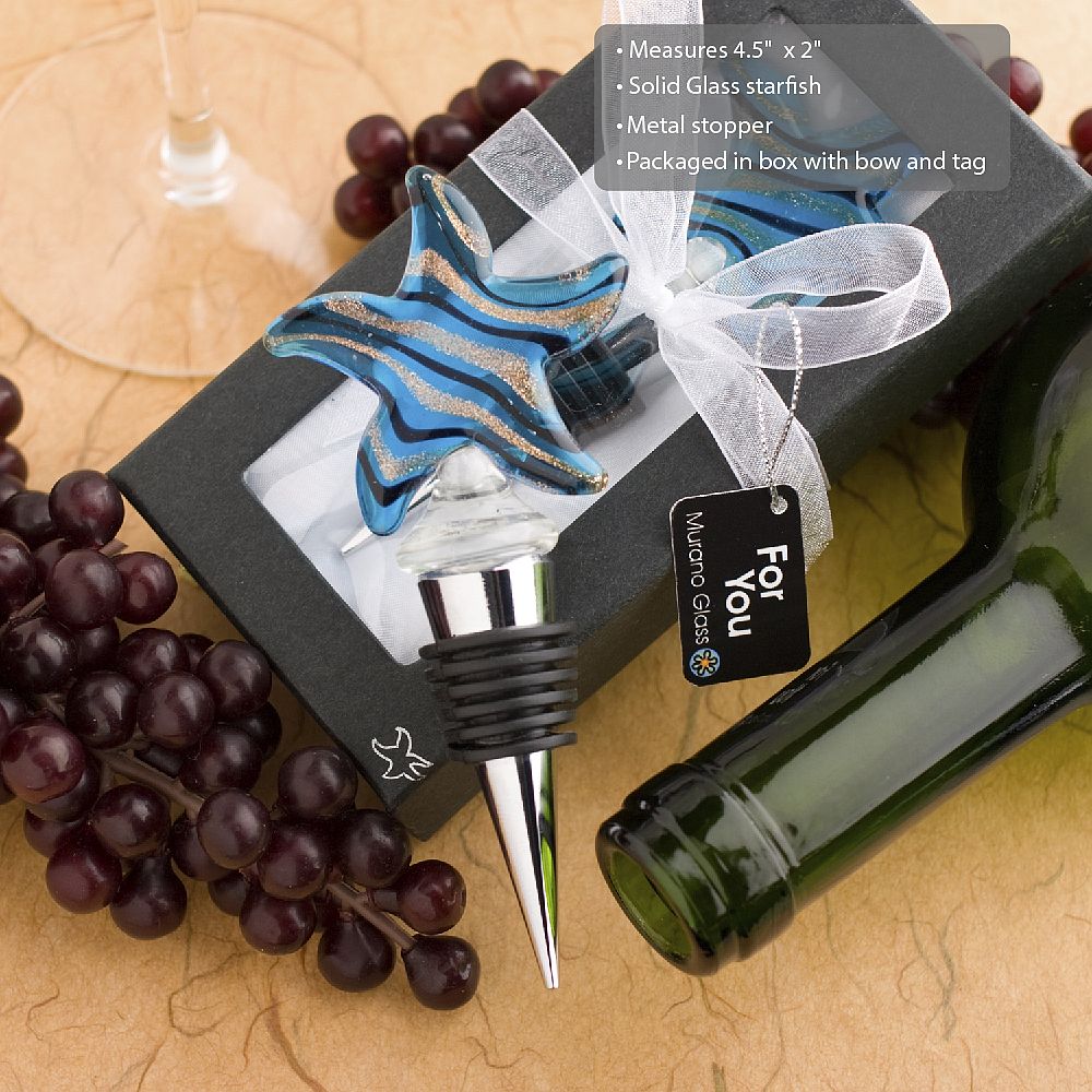 <em>Murano Glass Collection</em> Starfish Design Wine Bottle Stoppers - Image 2