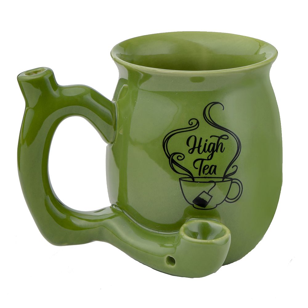 High Tea single wall Mug - shiny green with black imprint - Image 5