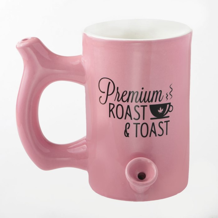 Pink roast & Toast mug with black logo