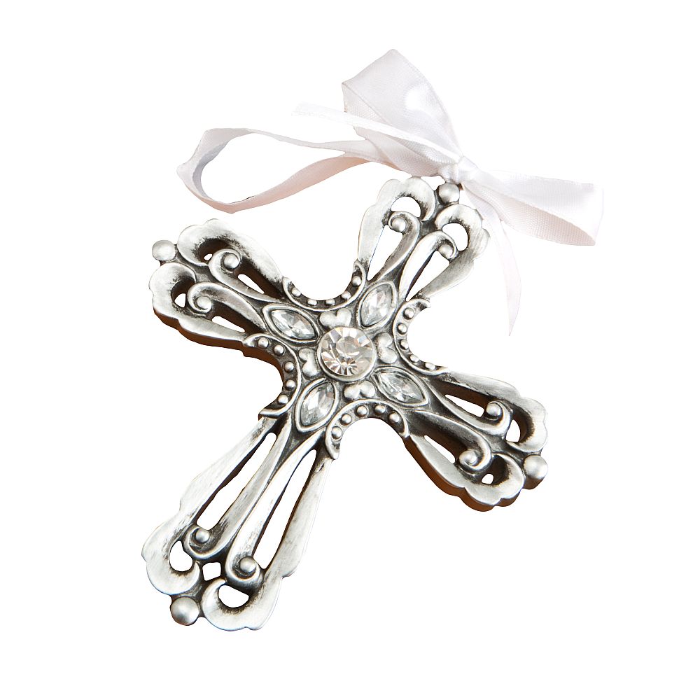 Silver Cross Ornament with Antique Finish from Fashioncraft® - Image 3