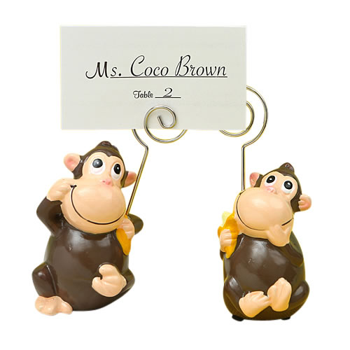 Hand Painted Ceramic Monkey place card/photo holders - Image 2
